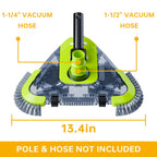 Upgrade Pool Vacuum Head with Wheels & Side Brushes, Universal Rotatable Hose Adapter,Weighted Triangular Shape, for Inground/Above Ground Swimming Pools,Sepetrel