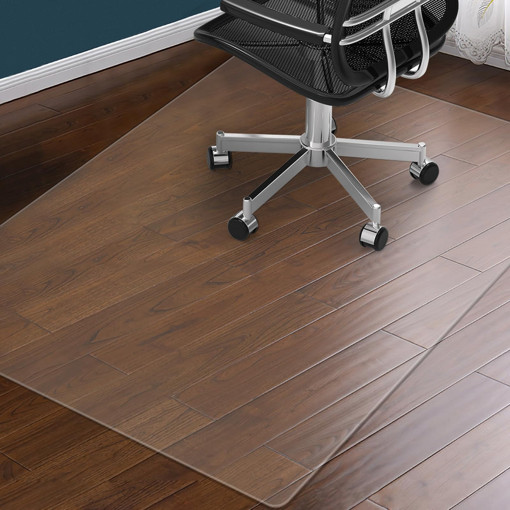 Clear Chair Mat for Hardwood Floor: 48" x 36" Plastic Office Chair Mats for Hard Wood and Tile Floor, Easy Glide No-Slip Floor Mat for Rolling Chair, Heavy Duty Pvc Floor Protector under Computer Desk