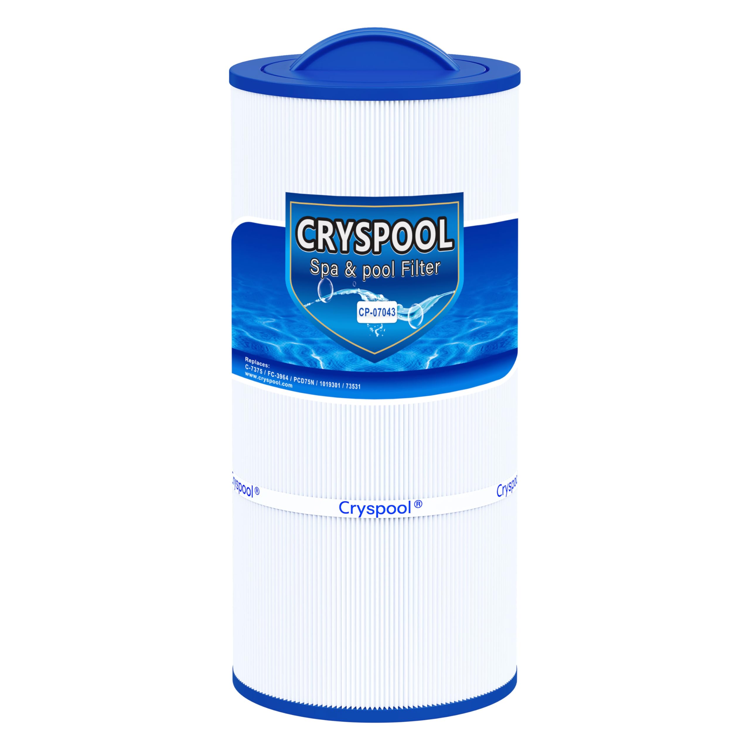 Cryspool® 07043 Filter Compatible with Caldera 75, C-7375, 1019301, 73531, PCD75N, FC-3964, 75 Sq. Ft Spa Filter Cartridge, 1 Pack