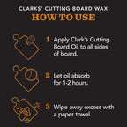 CLARK'S Bamboo Cutting Board Care Kit, Includes Mineral Oil (12oz) and Carnauba Beeswax (6oz) Enriched with Orange & Lemon Extract, Bamboo Cutting Board Oil Food Grade, Cutting Board Wax Bamboo