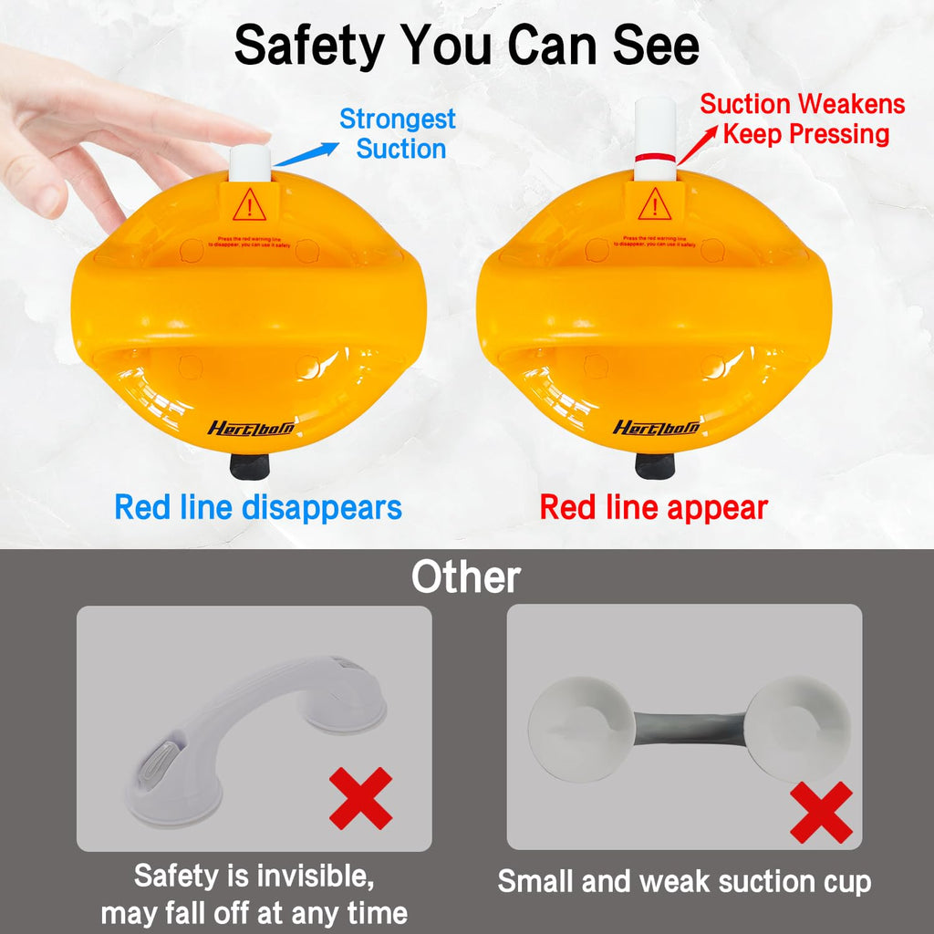 Shower Grab Bars, Safety Shower Grab Bars for Seniors, Drill-Free Shower Handle for Bathroom, Grab Bar for Elderly, Post-Surgery, Pregnant, Orange