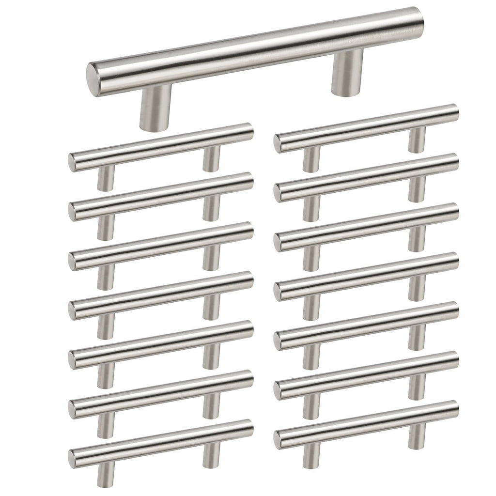 homdiy 15 Pack Brushed Nickel Cabinet Pulls 3 Inch Handles Stainless Steel Cabinet Hardware for Kitchen and Bathroom Cabinets, 5 Inch Overall Drawer Pull