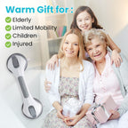 TAILI Shower Grab Bar, 2 Pack 12 Inch Suction Grab Bars for Bathtubs and Showers for Elderly, Shower Handle for Seniors Bathroom Safety Grip, No Drilling Removable,Grey