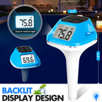 DeeprBlu 2026 New Iteration Solar Digital Pool Thermometer with Rope, Easy Read Extra Large Backilt LCD Display Floating Pool Thermometer, IP68 Waterproof Pools Water Temperature Gauge for Hot tub,Spa