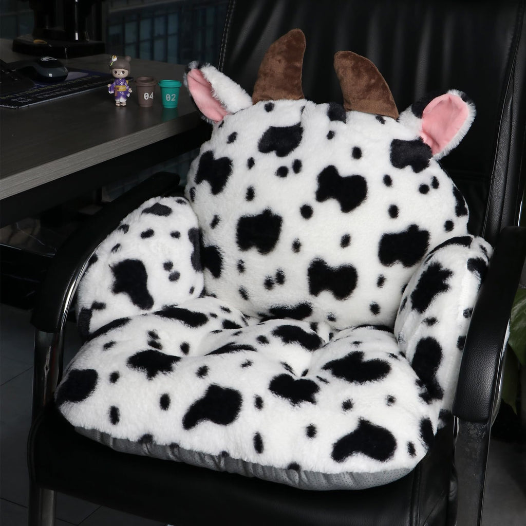 QYA Cute Chair Cushion, Soft Seat Cushions for Office Desk, Kawaii Chair Pillow for Gaming, Comfy Floor Seating for Adults, Cow Stuff for Bedroom Playroom Dining Living Room Decor, 17"x16.5"