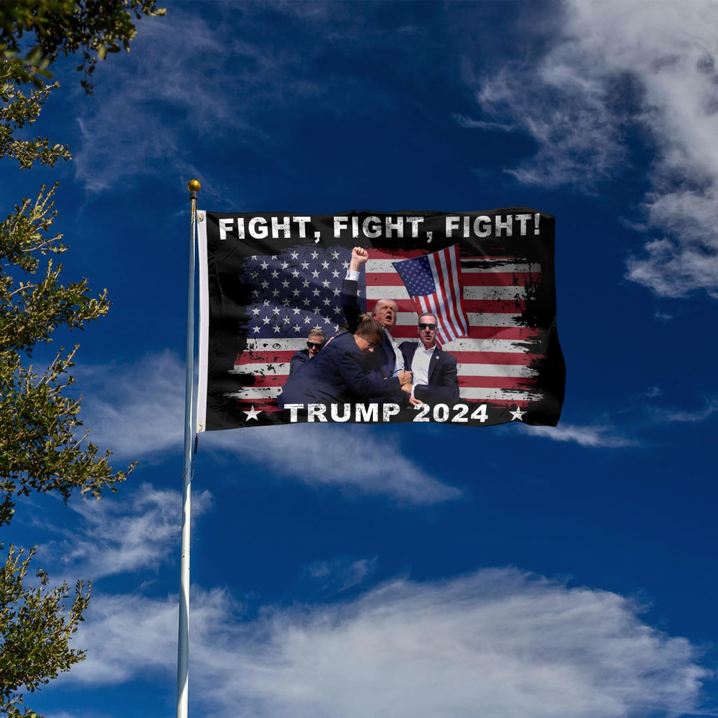 Trump Shooting Flag Fight Fight Fight Flag Trump 2024 Flags 3x5 FT Polyester Banner with Brass Grommets for Indoor Outdoor Decorations (black8)