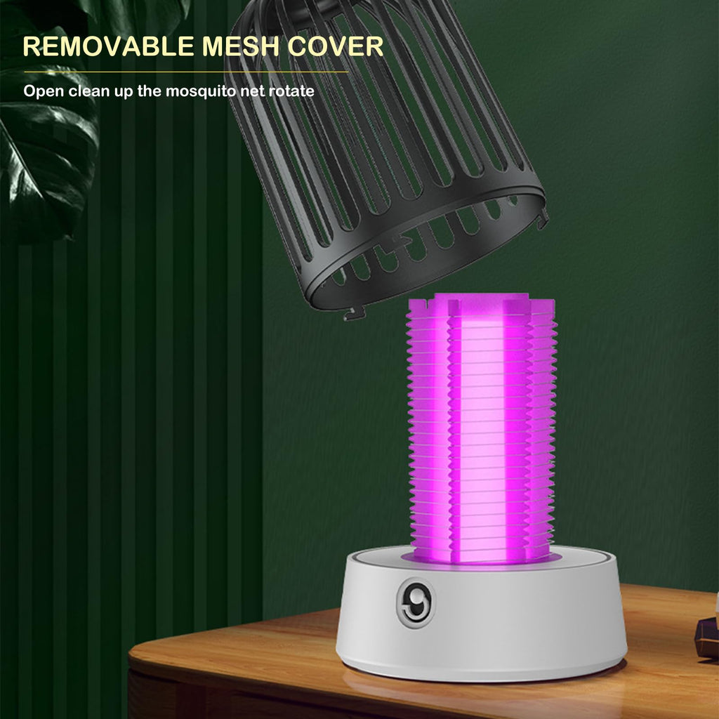 Bug Zapper Indoor or Outdoor, Rechargeable Mosquito Zapper Control Insect Fly Zapper, USB Rechargeable Mosquito Repellent Outdoor Bug Zapper, Ultraviolet and Security Grid, for Bedroom, Grey