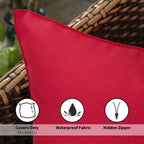 MIULEE Pack of 2 Decorative Outdoor Waterproof Pillow Covers Square Garden Christmas Cushion Sham Throw Pillowcase Shell for Spring Patio Tent Couch 18x18 Inch Red