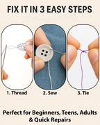 Easy to Use Light Grey Sewing Kit - Christmas Gifts for Girls, Teens, Moms & Kids - Beginner Hand Sew Kit for Clothing Repairs. Includes 30 Needles, Thread, and All Essential Supplies for Small Fixes