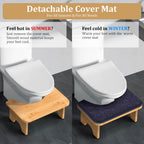Vatex Bamboo Toilet Stool, 7” Foldable Potty Poop Bathroom Stool with Extra Soft Microfiber Rug and Hooks, Non-Slip Toilet Assistance Step Stool for Adult, Improve Squatting Posture - Healthy Gifts