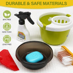 Dreamon Toddler Cleaning Set - 14Pcs Kids Cleaning Toy Set with 2-in-1 Kids Vacuum That Really Works, Pretend Home Cleaning Play Set for Toddler Age 3-7, Christmas Birthday Gift for Girls Boys（Red）