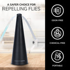 Modern Lyfe Fly Fan for Tables - USB or AA Battery Powered - Fly Repellent for Outdoor Dining Or Food at Parties, Restaurants, Outdoor Table, Fly Swatter, Keep Flies Away (Black -1 Pack)