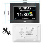 MRCHYDZ 7 Inch Clock with Day and Date for Elderly Large Display Digital Clock 12 Alarms 3 Medicine Reminders Large Font Dementia Clocks Alarm Clock for Seniors Day Clock Black