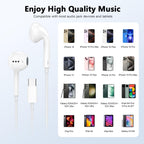 USB C Headphones for iPhone 17 16 15, 2 Pack [Apple MFi Certified] Wired Headphones USB C with Microphone & Remote Control Noise Cancelling for iPhone 17 16 15 Pro Max, Galaxy S26 S25 S24
