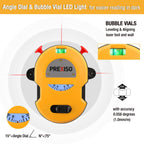 PREXISO Multi Surface Laser Level LED Light Vial, 30Ft Horizontal & Vertical Line Laser with Wall Mount Base, 2 Pins, 10 Sticker, 2 AA Batteries for Hanging Frames & Picture, Construction Wall Writing