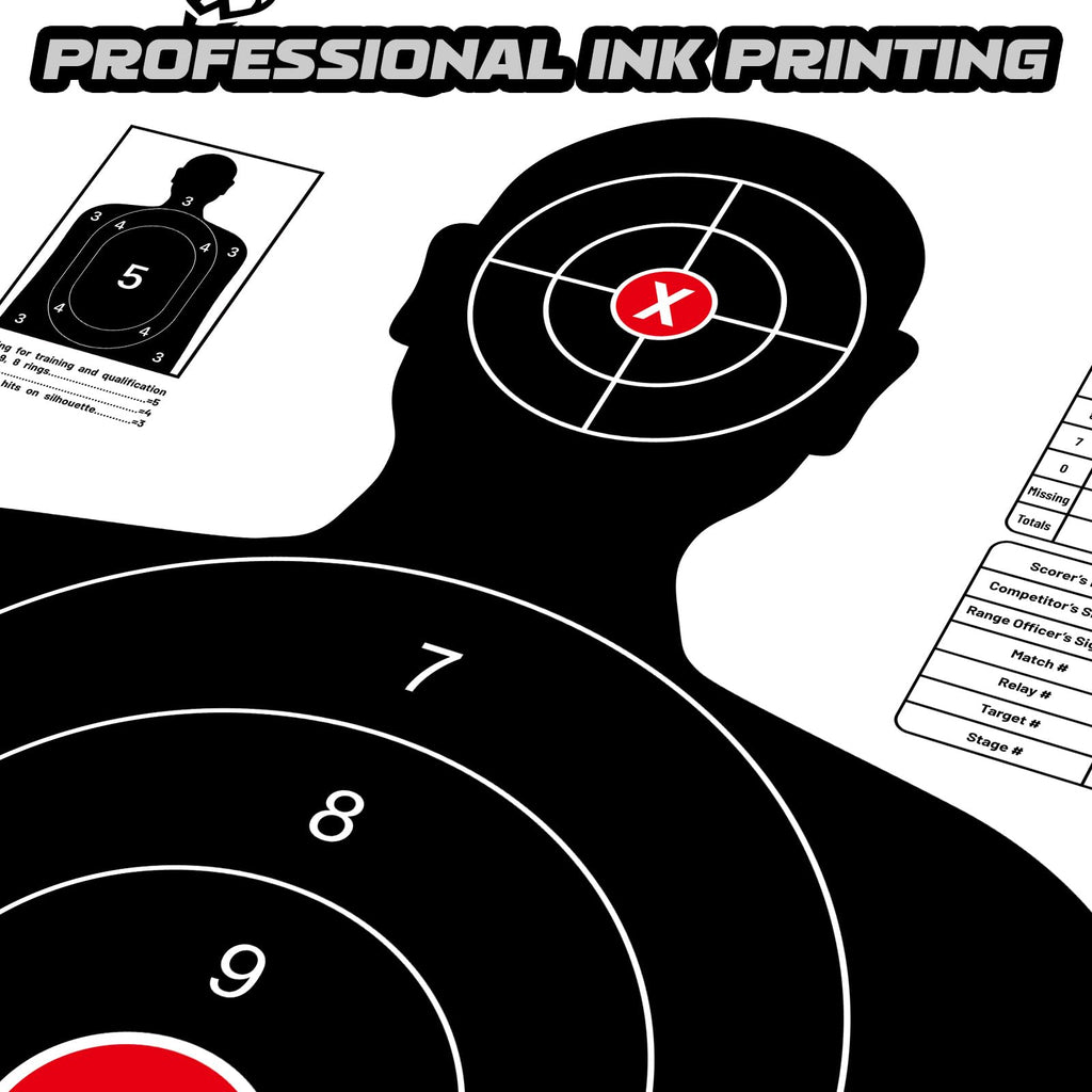 Shooting Range Silhouette Paper Target - 23X35 Inches - Suitable for Handguns, Rifles, Airguns, BB Guns (20 Pack, White & Black)
