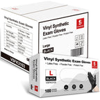 Schneider Black Vinyl Exam Gloves, 4mil, Disposable Gloves Latex-Free, Plastic Gloves for Medical, Cooking, Cleaning, and Food Prep, Surgical Gloves, Powder-Free, Non-Sterile, 1000-ct Case (Small)