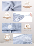 Hicober Microfiber Hair Towel, 3 Packs Hair Turbans for Wet Hair, Drying Hair Wrap Towels for Curly Hair Women Anti Frizz (Grey,Blue,Grey)