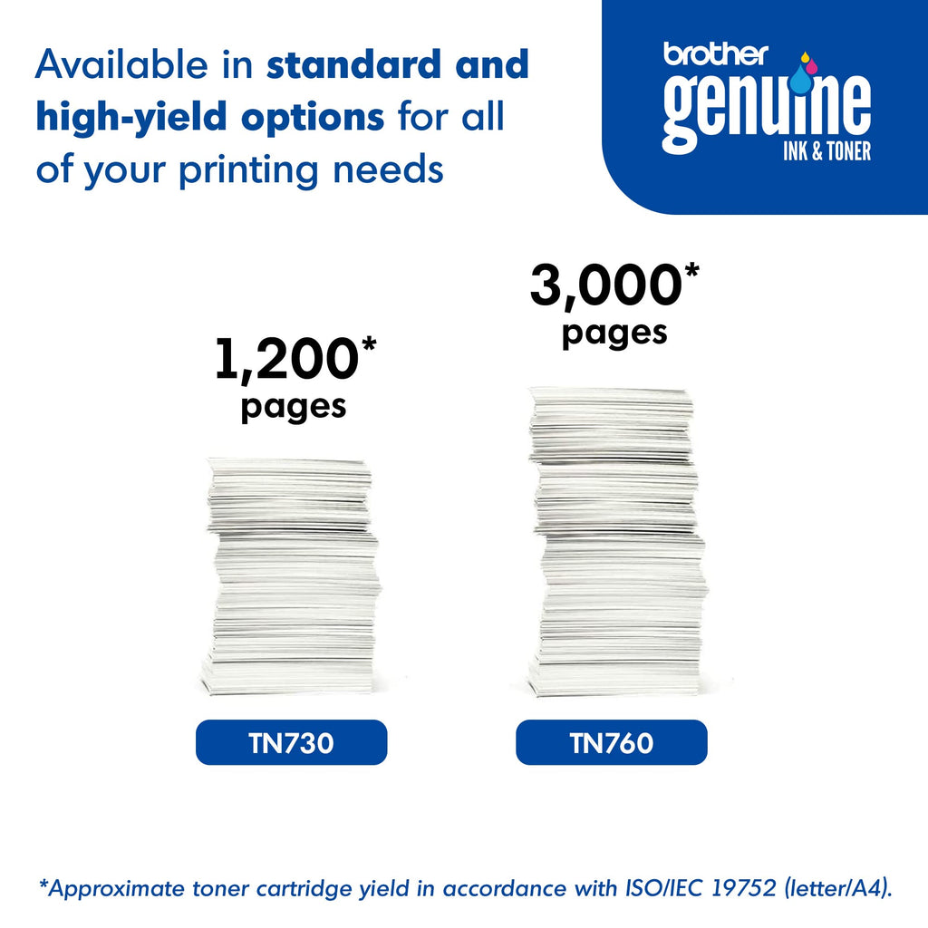 Brother Genuine Standard Yield Toner Cartridge, TN730, Replacement Black Toner, Page Yield Up To 1,200 Pages, Amazon Dash Replenishment Cartridge