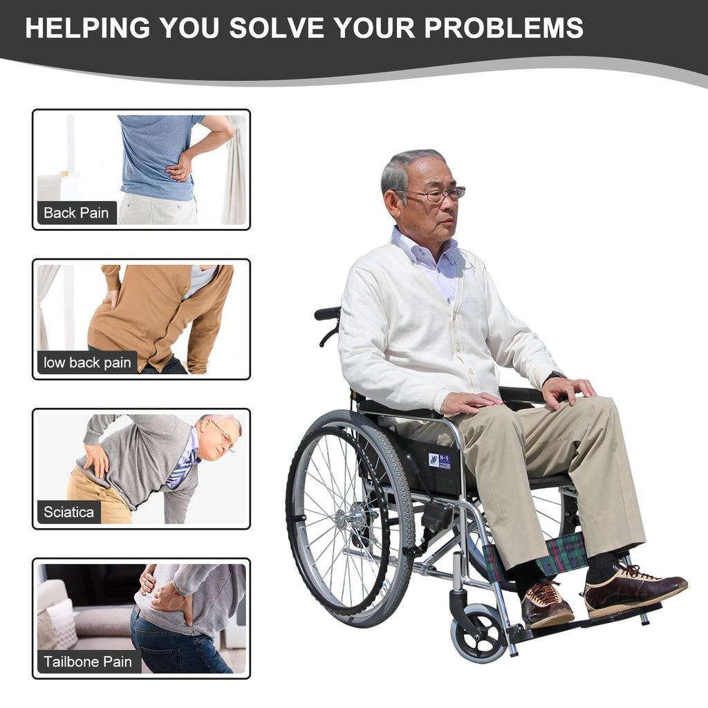 Gel Wheelchair Seat Cushion with Anti-Slip Cover, Relieve Sciatica, Back, Coccyx, Pressure Sore and Ulcer Pain, Refreshing & Ergonomic Chair Cushion,Cushion for Wheelchair Seat (Black)