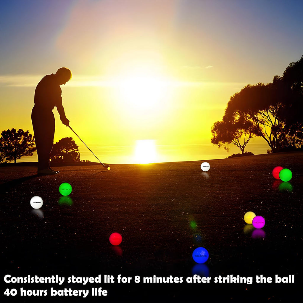 THIODOON 12 Pack Upgraded Glow in The Dark Golf Balls New Version Light up Led Golf Balls Night Golf Gift Sets for Men Kids Women