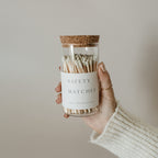 Sweet Water Decor 4" Hearth Matches in Apothecary Glass Bottle | Rustic Jar Approx. 100 Decorative Matchsticks with Strike Pad | Cute Candle Accessory Match Holder Long Matches for Fireplace (White)