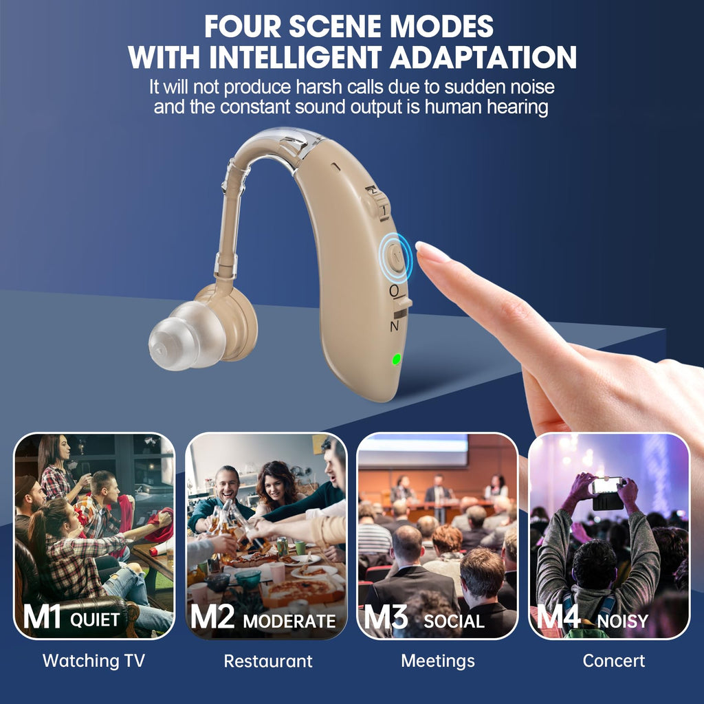 Rechargeable Hearing Aids for Seniors with Noise Canceling and Volume Control - Digital Hearing Amplifiers for Mild to Moderate Hearing Loss Adults with Portable Cyclic Charging Case