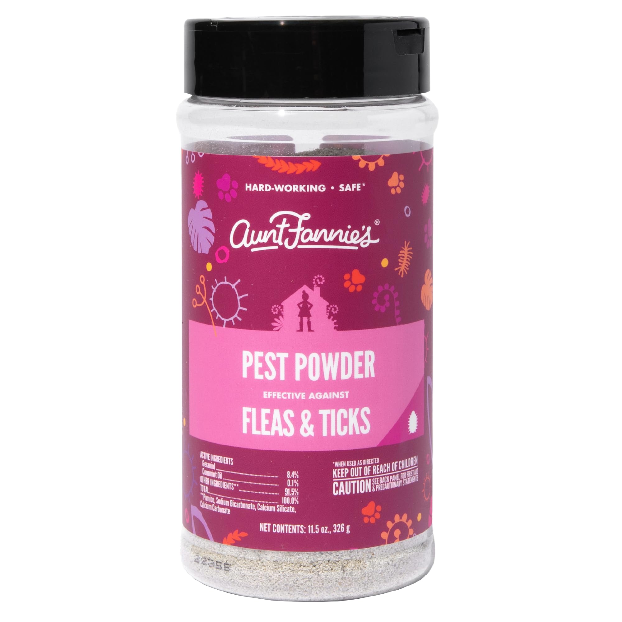 Aunt Fannie's Pest Powder, Effective Against Fleas & Ticks, Multi Surface Use for Pests, 11.5 oz (Single)