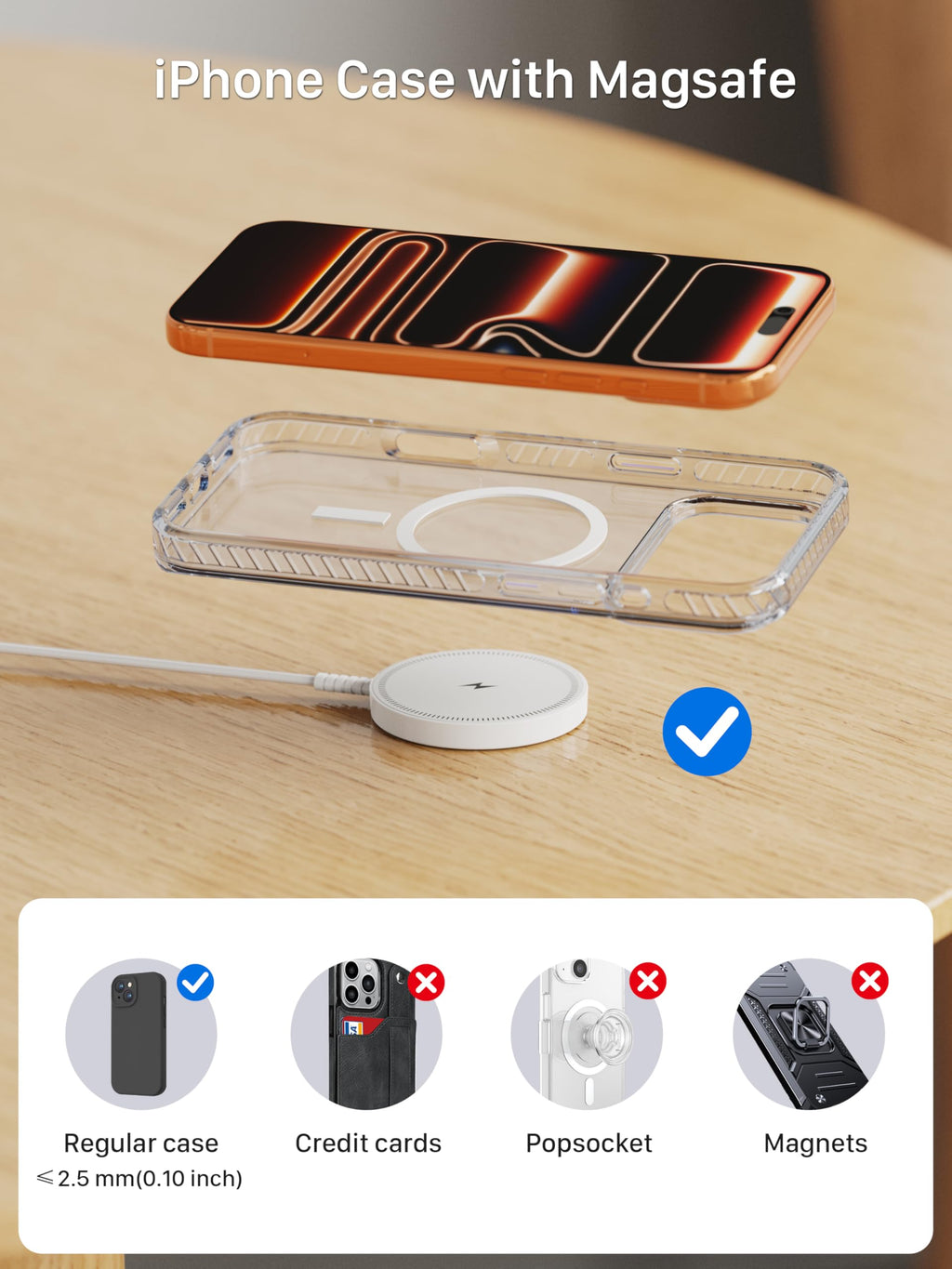 Magnetic Wireless Magsafe Charger iPhone: Charging Pad for iPhone 17/16/15/14/13/12 Series & AirPods Pro 4-2, Strong Magnet, Dual Ports, Case-Friendly, Lightweight for Travel Home Office Desk