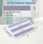 YAN & HIN 3 Tier Spice Rack Organizer for Cabinet, 3 Pack Non-Slip Spice Rack Shelf Organizer, Holds 24+ Jars, Plastic Spice Organizer for Cabinet, Pantry & Kitchen Countertop, White