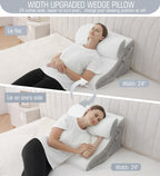 Foamalusion Bed Wedge Pillow for Sleeping 3PCS, 9 &12& 20 Inches Adjustable Memory Foam Wedge Pillow for Acid Reflux Relief, Pillow Wedge for After Surgery, Snoring, Back Pain