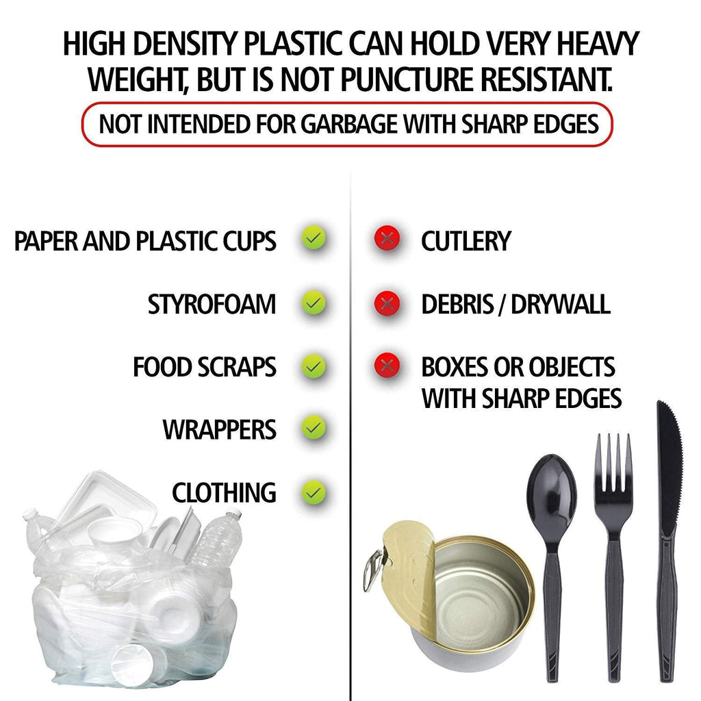 Aluf Plastics High Density Trash Bags, 60 Gallon, 150 Count, 22 Micron (eq), 38" x 60", Black, for Bathroom, Office, Industrial, Commercial, Janitorial, Municipal, Recycling