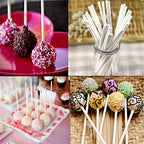 900-PCS Cake Pop Sticks and Wrappers Kit, Including 300pcs 6-inch Paper Lollipop Sticks, 300pcs Parcel Bags, 300pcs Gold Twist Ties for Lollipop, Hard Candy, Chocolate, Marshmallows, and Fruit Skewers