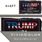 Trump 2024 Flag 4x6 Outdoor Double Sided Made in USA Black Donald Trump Flags Banner Take America Back Flag 100% Nylon with 2 Brass Grommets for Room Wall Outdoor Indoor Car