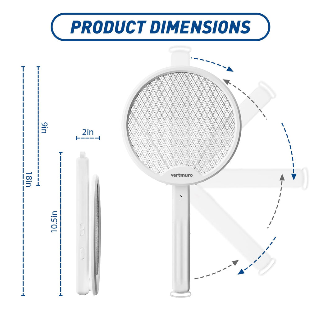 4000V Electric Fly Swatter, 2-in-1 Foldable Bug Zapper Racket with USB Rechargeable Battery, UV Light, Mosquito Killer Zapper for Home Office Camping, 2PC