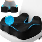 CushyOasis Seat Cushion, Chair Cushions, Office Chair Cushions, Anti-Slip Bottom & Removable Cover Tailbone Pain Relief Cushion, Memory Foam Seat Cushion, 5.28 in Thick (Black)