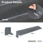 Vekkia Queen Bed Wedge Pillow for Headboard Gap Filler(0-3.5"),High-Density Foam,Prevents Pillows & Items Loss,Ergonomic Design,Large Storage Pockets,Removable&Washable Cover,Gray,60"x7"x5"