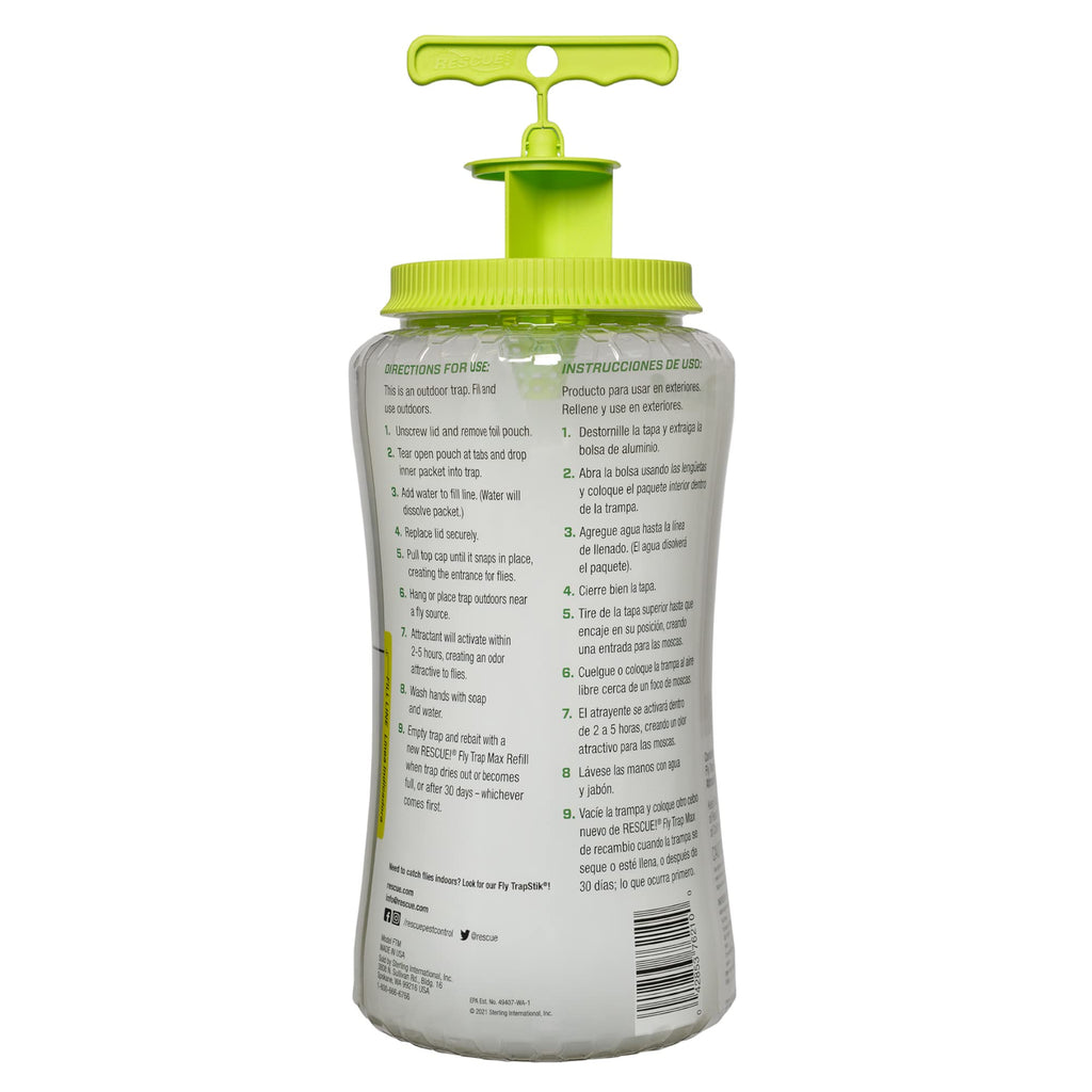 RESCUE! Fly Trap Max Bundle – Large Reusable Outdoor Fly Trap - 2 Traps + 2 Refill