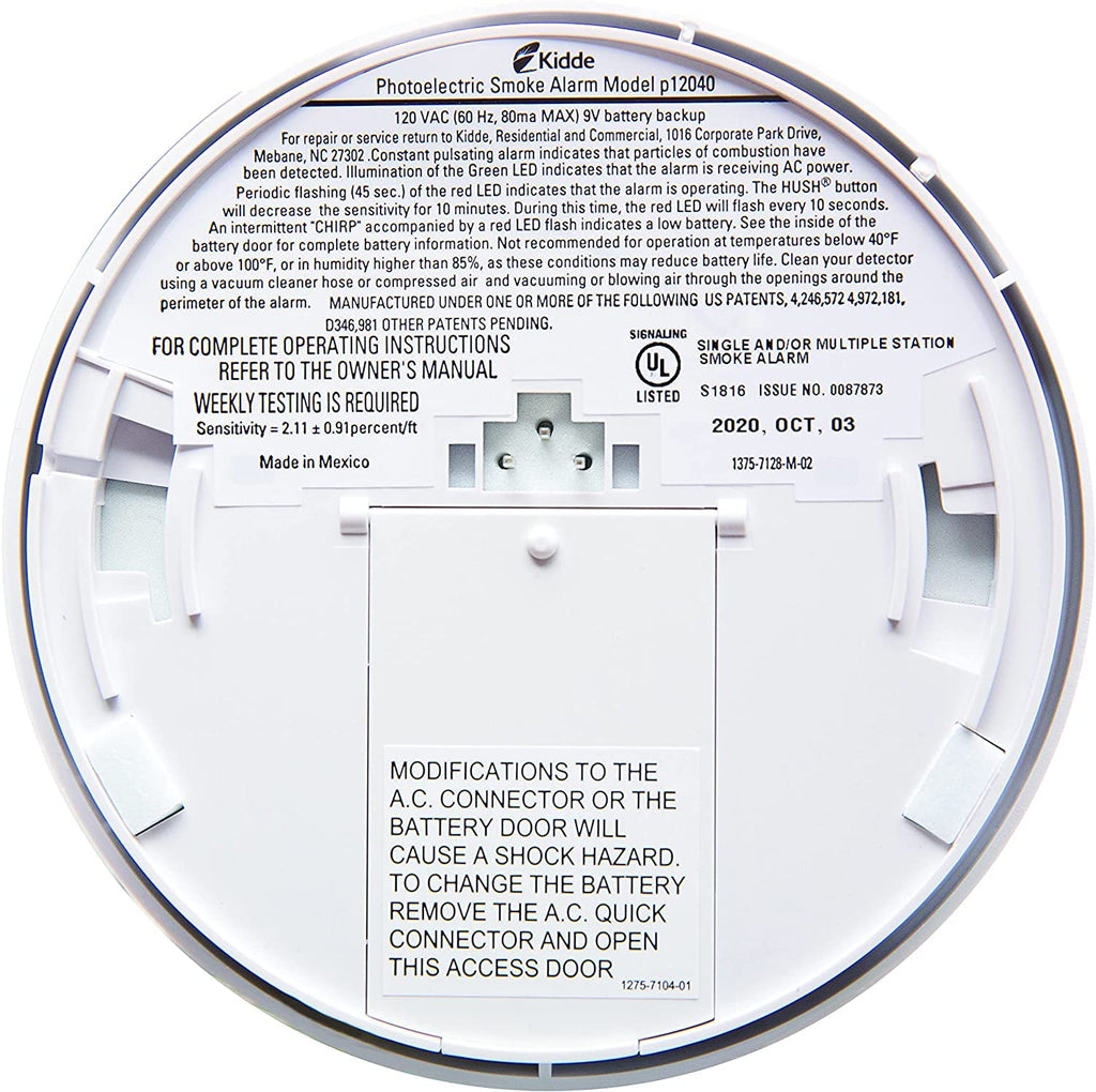 Kidde Smoke Detector, Hardwired Smoke Alarm with 9-Volt Battery Backup, Test-Reset Button, Interconnect Capability, 2 Pack