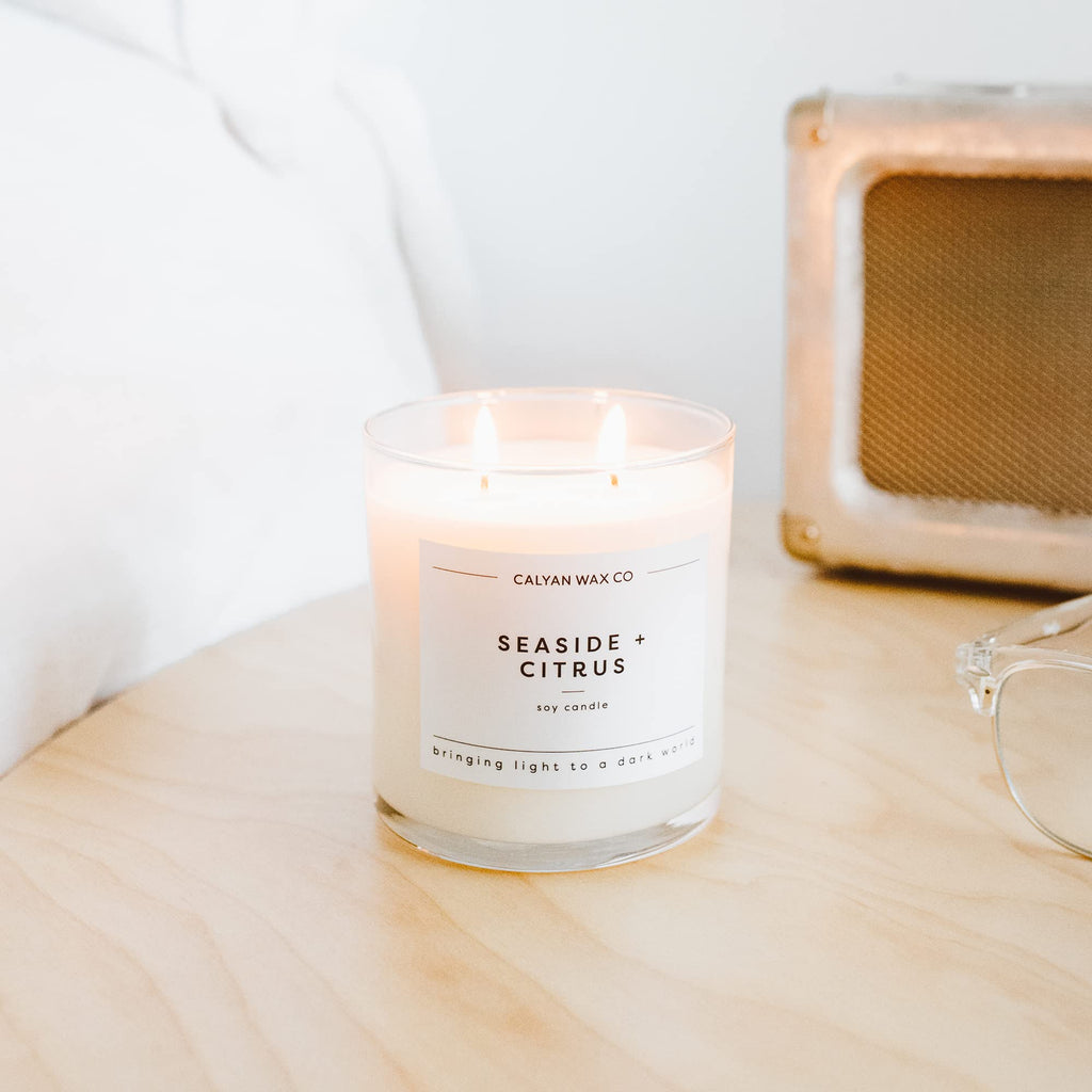 Calyan Wax Scented Candle, Lemon & Sage Candle for The Home Scented with Rose, Lemon & Lavender, Soy Wax Aromatherapy Candle in Glass Jar with 37 Hour Burn Time, Non Toxic Scented Candles Gifts