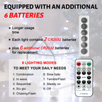 SINAMER 6PCS White Fairy Lights Battery Powered with Timer, 7ft 20LEDs Twinkle Mini Lights with Remote,Waterproof Small Silver Wire Firefly Starry for DIY Wedding Party Christmas