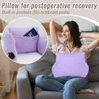 RoamReady Hysterectomy Recovery Pillow, Post-Surgery Cushion for Abdomen C-Section Tummy Tuck Lumpectomy Myomectomy Patients Must Haves Abdominal Pillow with Pocket (Purple)
