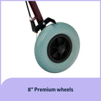 Medline Bariatric Heavy Duty Steel Rollator Supports up to 500 lbs, Strong, Comfortable Rolling Walker with 8 inch Wheels