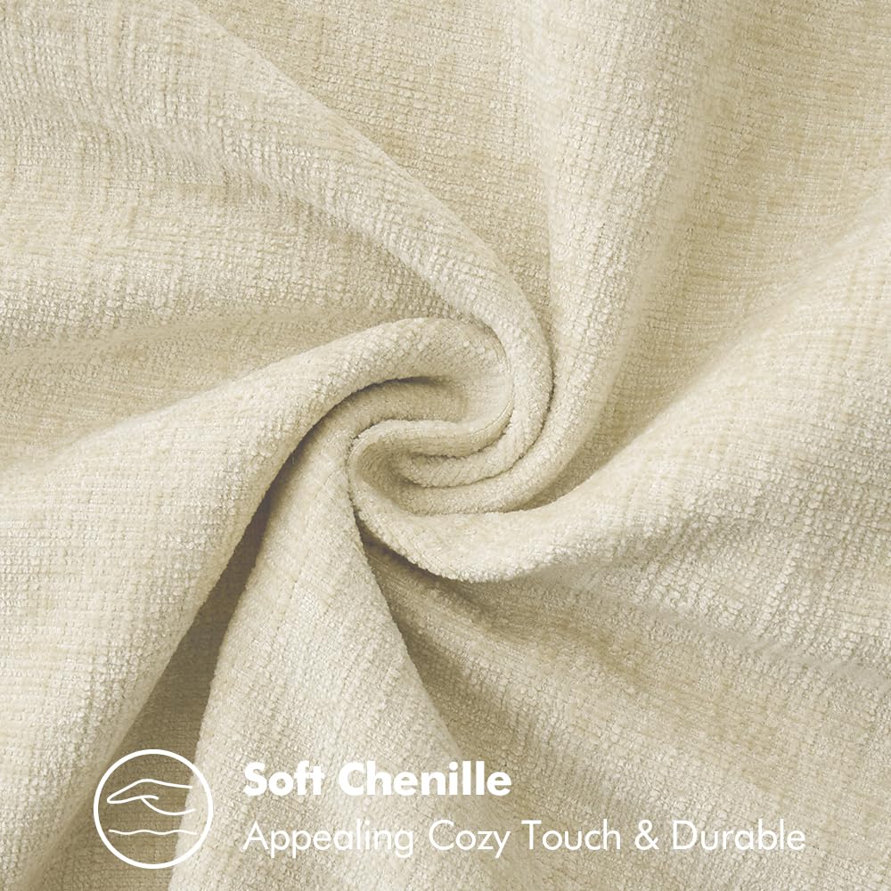MIULEE Pack of 2 Couch Throw Pillow Covers 18x18 Inch Cream White Farmhouse Decorative Pillow Covers with Stitched Edge Soft Chenille Solid Dyed Christmas Pillow Covers for Sofa Bed Living Room