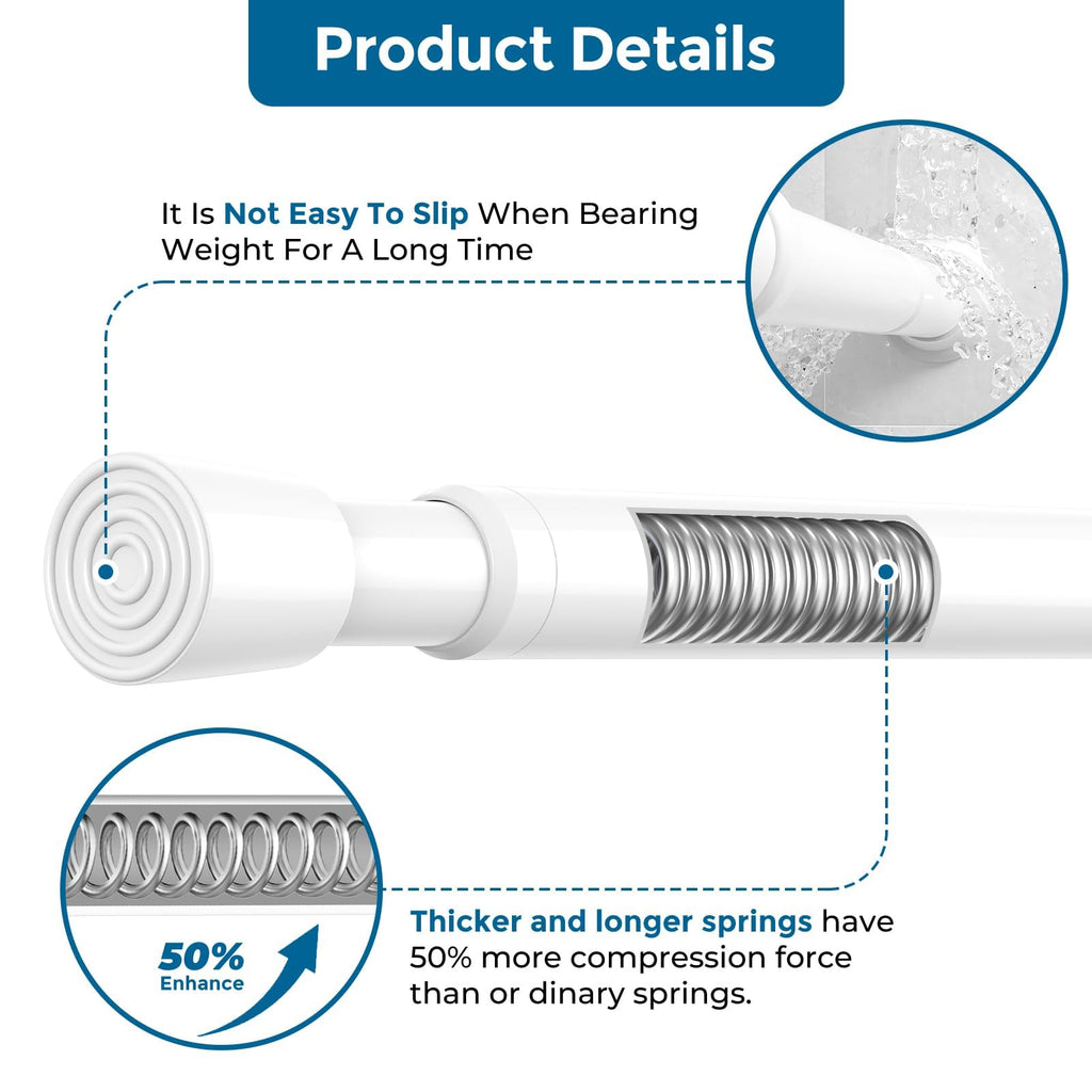 2pcs Spring Tension Rods Adjustable 26 to 39 inch Small Tension Curtain Rod No Drilling Expandable Spring Loaded Curtain Rod,Suitable for Doors and Windows 28 to 36 inch, White