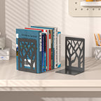4-Piece Modern Metal Bookends for Shelves, Black Tree Book Ends for Books, Decorative Book Organizer for Desk, Non-Skid Shelve Bookends for Home Office