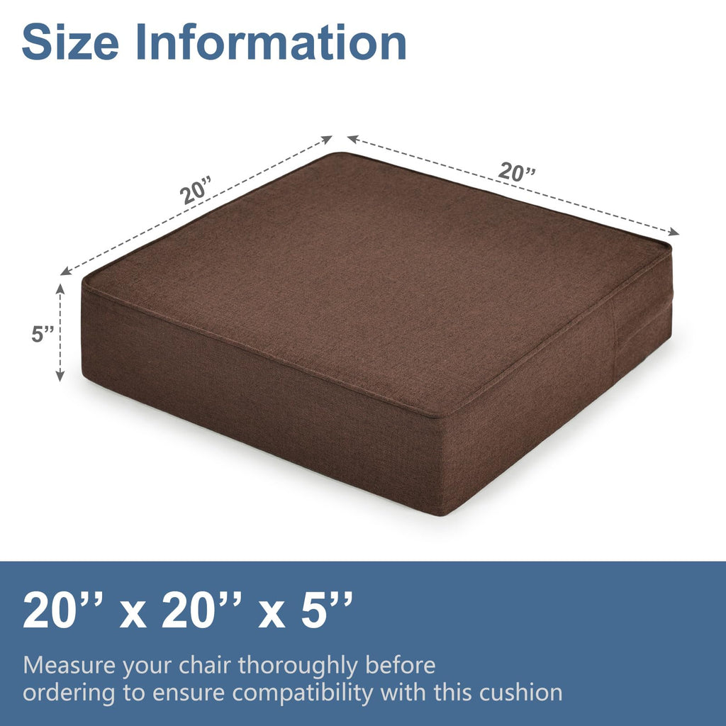 Shinnwa Gel Memory Foam Recliner Cushion for Elderly, Extra Large Seat Cushion, Dual-Layer Foam Chair Pad for Couch, Armchair, Wicker Chairs, Floor, 20 × 20 × 5in, Caramel