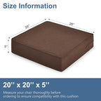 Shinnwa Gel Memory Foam Recliner Cushion for Elderly, Extra Large Seat Cushion, Dual-Layer Foam Chair Pad for Couch, Armchair, Wicker Chairs, Floor, 20 × 20 × 5in, Caramel