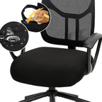Water-Resistant Stretchable Desk Office Chair Seat Cushion Covers - Universal Spandex Computer Chair Slipcover - Removable Washable Cushion Protectors for Dogs, Cats, Black