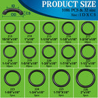 ZDBB 1086 Pcs SAE Standard O Ring Kit Nitrile Rubber O-Rings Assortment with O‘Ring Pick for Hydraulic Automotive Plumbing Faucet Seal Repair 32 Size Inch ID:1/8”-2”